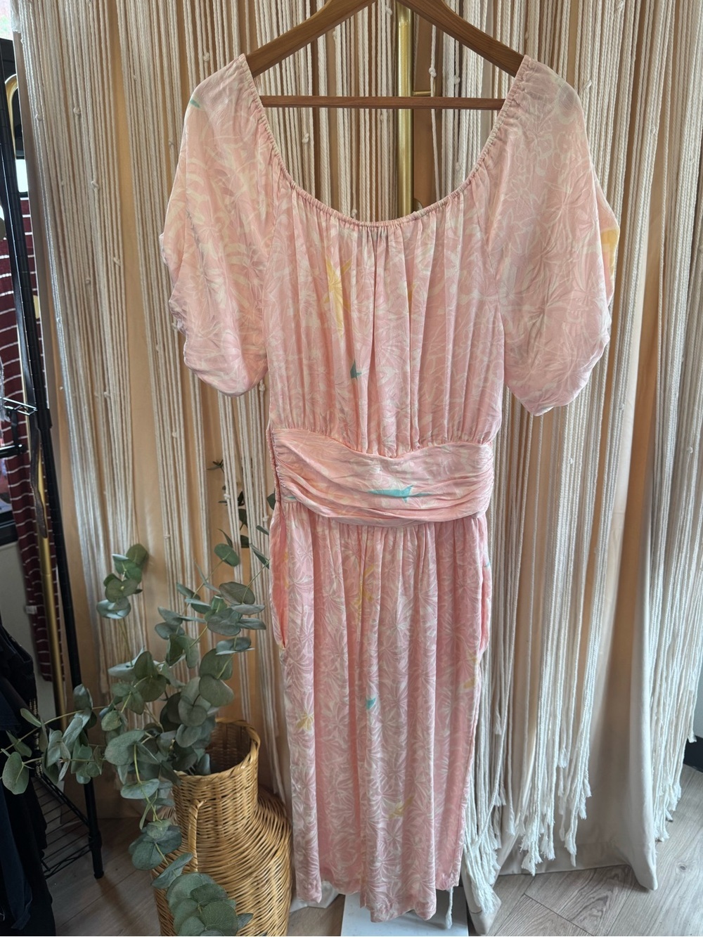 Vintage 80s Silks St. Gillian 100% silk midi dress pink pastels Extra Small (XS) - Picture 6 of 13